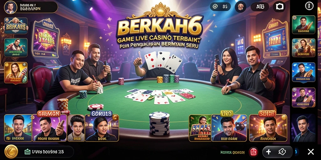 Screenshot gameplay Live Casino BERKAH6 menampilkan dealer yang ramah dan interaksi pemain.