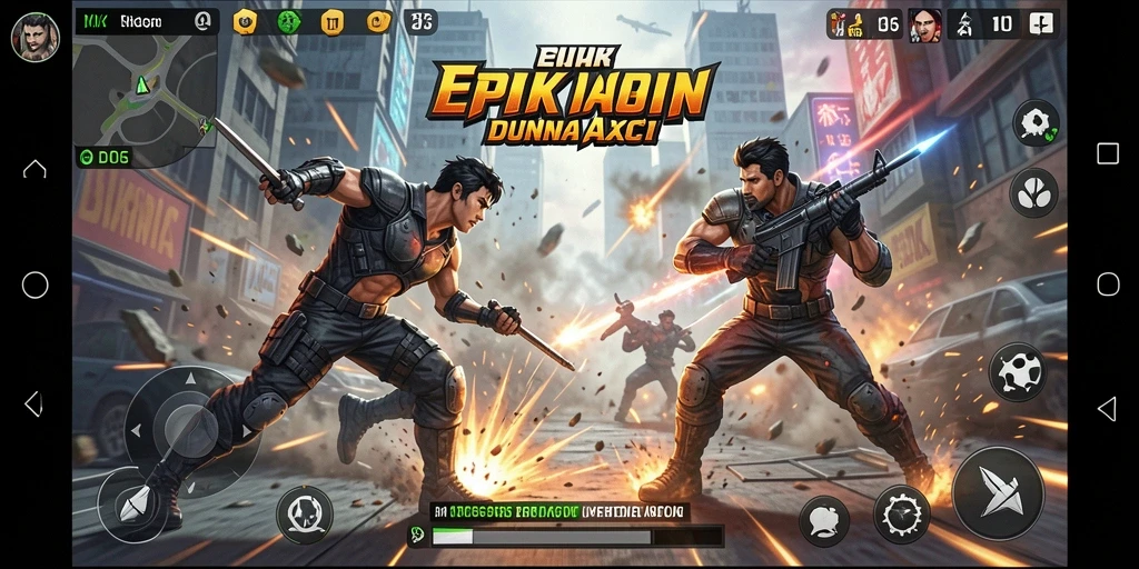Tampilan seru dari gameplay D06 saat bertarung melawan musuh.