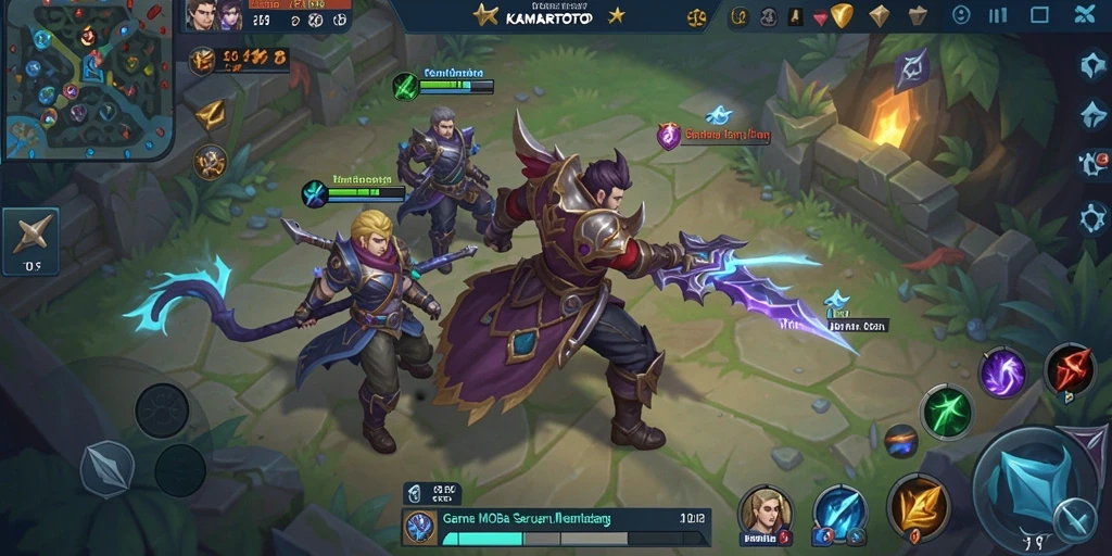 Tampilan seru dari gameplay KAMARTOTO dalam pertarungan tim.