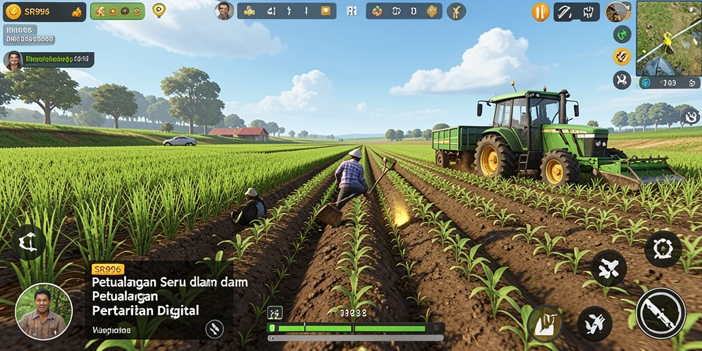Screenshot utama SR996 menampilkan gameplay pertanian yang mencengangkan.